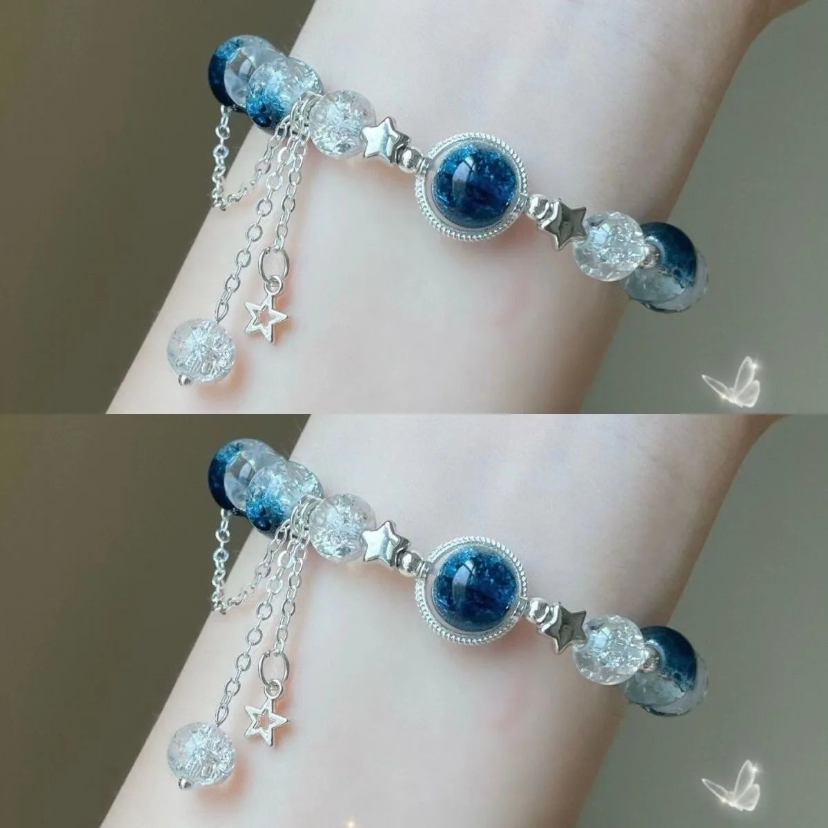New Simple Beads Crystal Bracelet for Women Girls Korean Ins Flower Fox Feather Tassel Bracelets Friendship Jewelry Gifts 2024