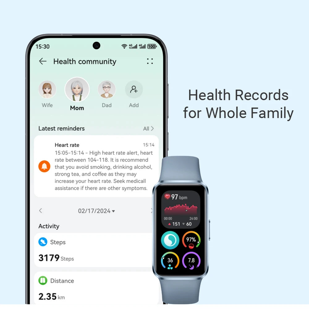 Huawei Band 10,Global Version Smartwatch,Compatible with IOS & Android,Sleep Tracking,Health monitor,14 days battery life,