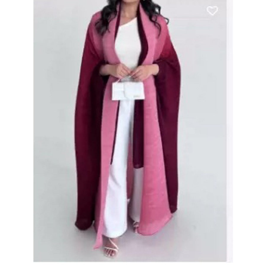 Muslim Abaya for Women Bat Sleeve Pleated Gradient Cardigan Trench Coat 2023 Autumn Dubai Abayas Plus Size Women's Luxury Coat