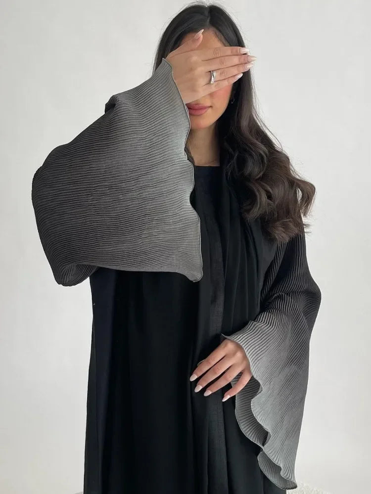 Muslim Flare Sleeve Casual Arabian Abayas Middle-East Elegant Open Front Abaya Turkey Kaftans Women Jilbabs Islamic Maxi Dresses