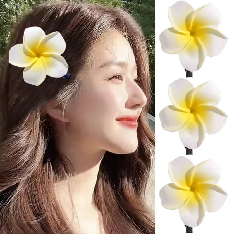 1-10pcs Plumeria Flower Hair Clips For Women Hairpins Girls Side Bangs Clips Flower Barrette Hawaiian Party Bag Hat Accessories