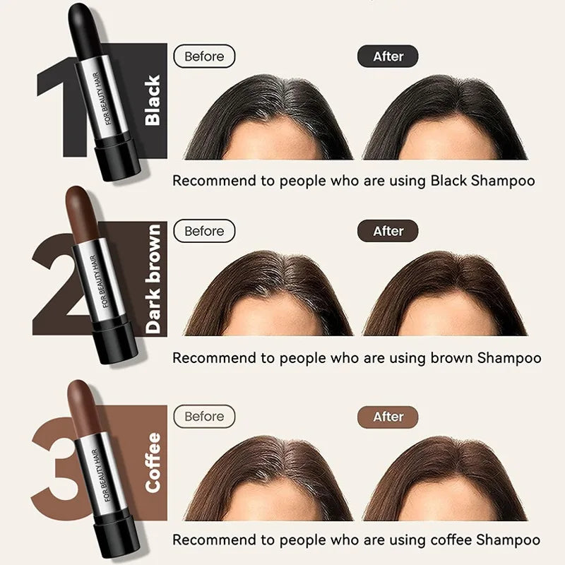 Black and Brown One-off Temporary Hair Coloring Covered White Hairs Hairline Disposable Lipstick Hair Dye Stick Smear Type Dye