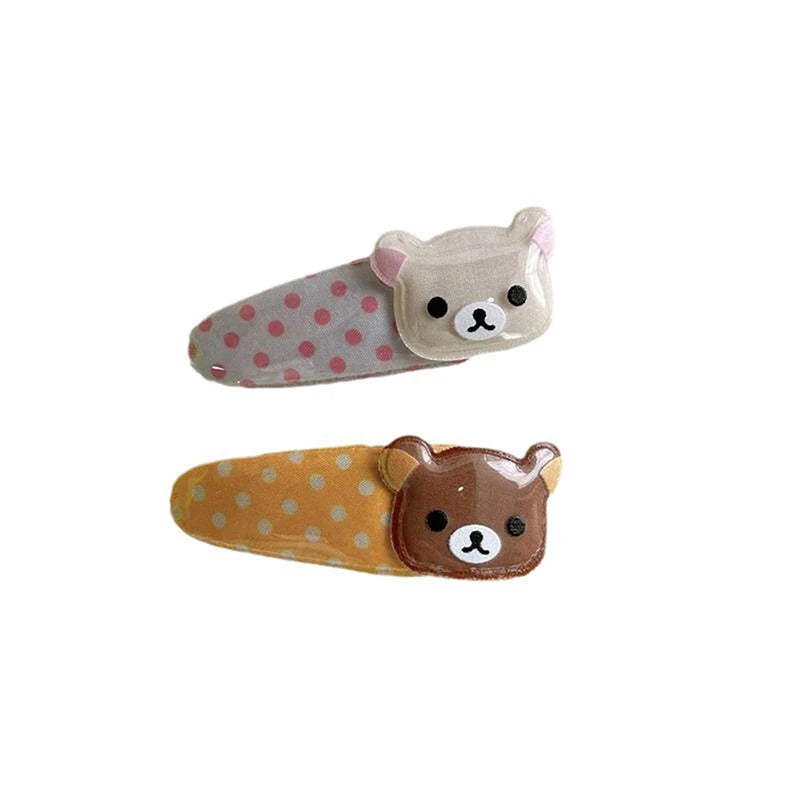 1/2pcs Kawaii Rilakkuma Bangs Side Clip Cartoon Cute Wave Point BB Hair Clip Sweet Versatile Hairpin Hair  Birthday Gift