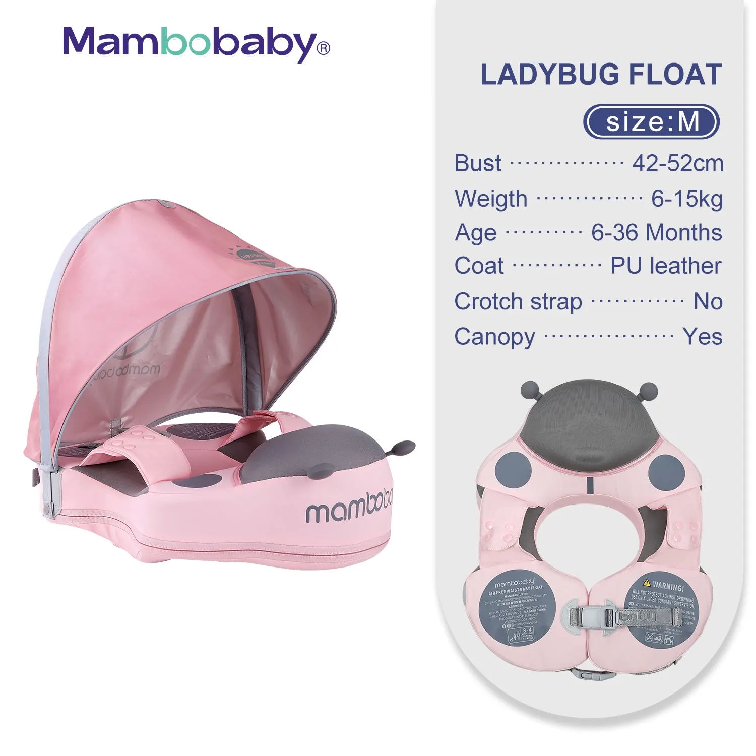 Mambobaby VIP Dropshipping Non-Inflatable Baby  Floats with Canopy  Underarm Swimming  Floater Spa Buoy Trainer Suppliers