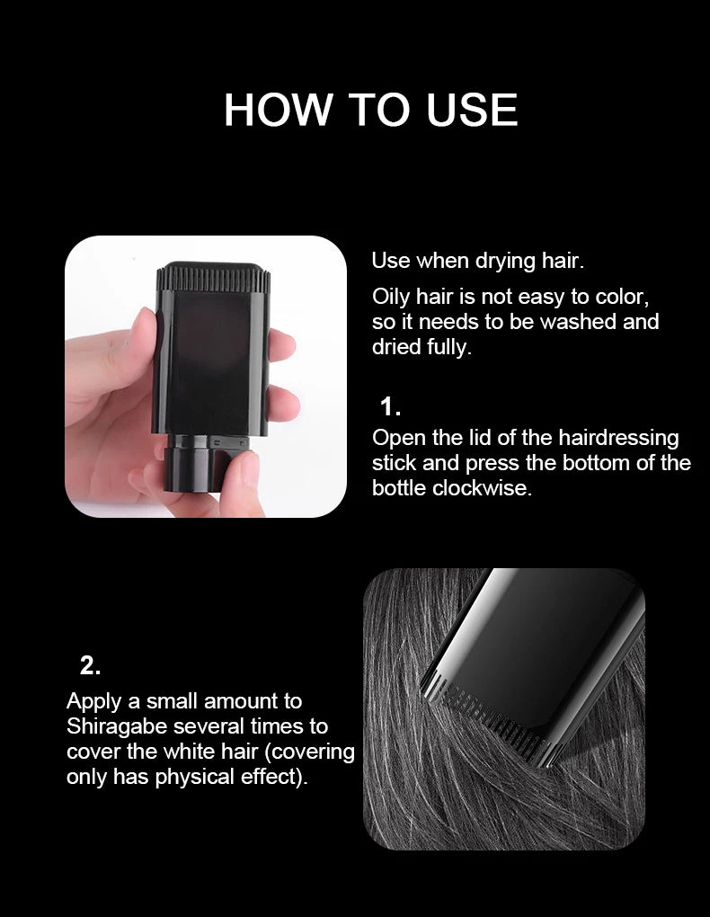 3 Colors Hair Stick, Gray Hair Covering Artifact No Color Loss Disposable Hair Dye Stick Hair Roots Hair Dyeing and Color