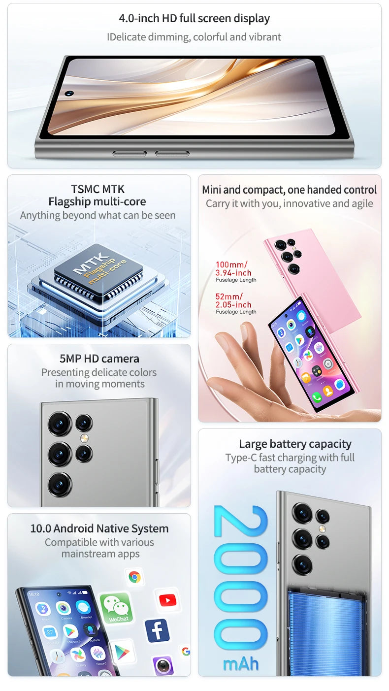 New Arrivals ONEMYTH S25 Pro Mini 3G Smartphone 4.0 Inch Full Screen Display 2000mAh 2GB RAM 16GB ROM Dual SIM With Play Store