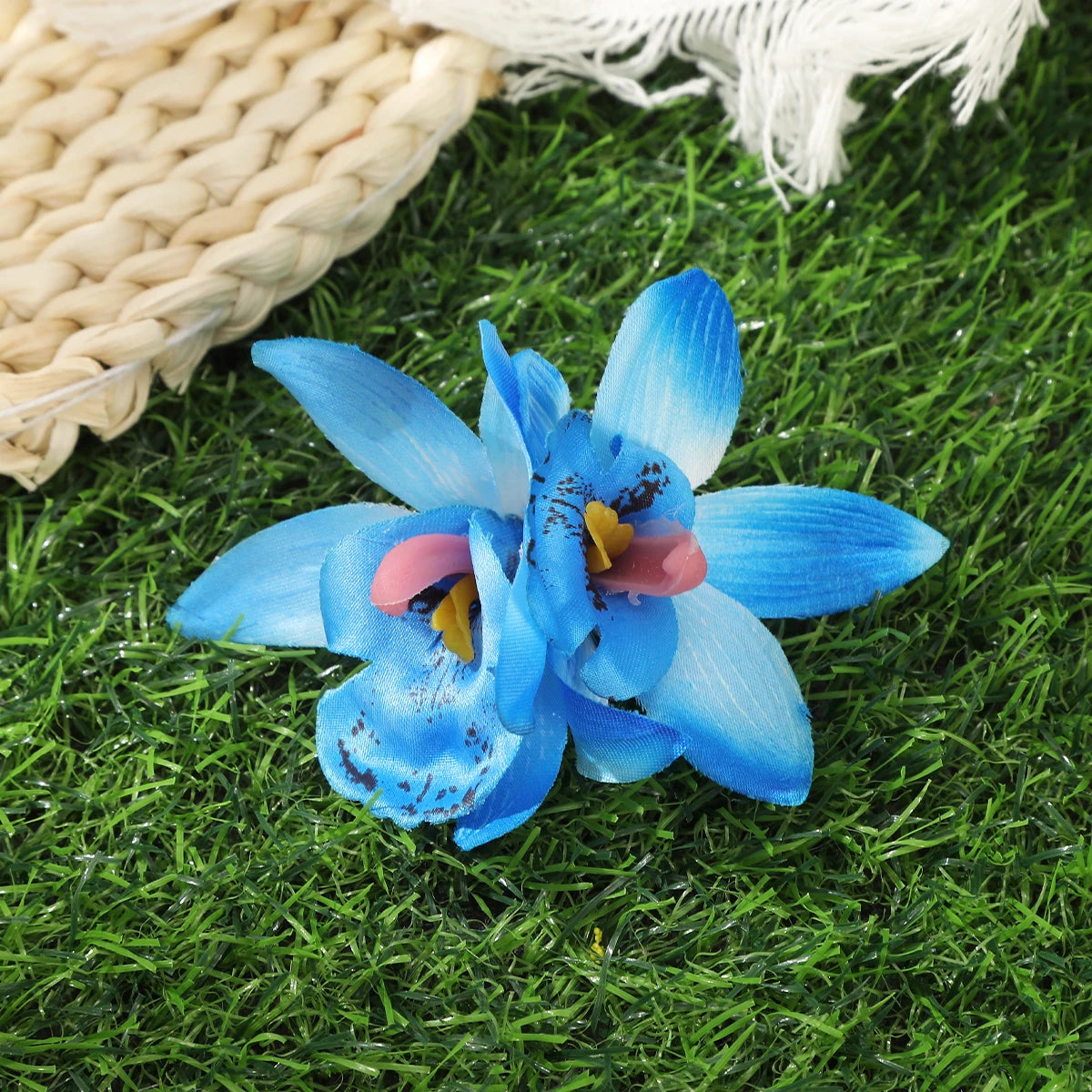 Orchid Flowers Hair Clips Bohemian Small Hairpin Bridal Barrette Beach Wedding Flower Women Holiday Hair Clip Hair Accessories