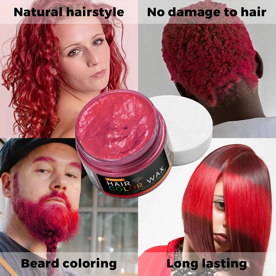 GOIPLE DIY Hairs Dyed Mud Hair Colour Wax Easy To Wash Long Lasting Dye for Eyebrow Beards Coloring Temporary Hair Colour Cream
