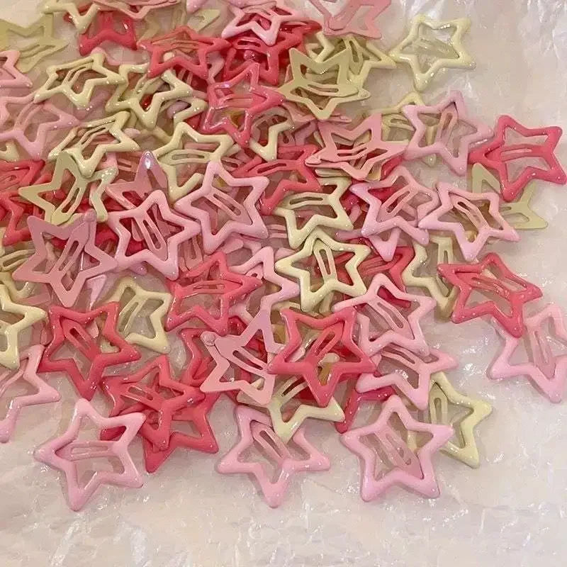10/50pcs Colorful Kawaii Star Barrettes Y2K Sweet Girls BB Solid Star Hairclips Metal Snap Clip Headdress Hair Jewelry Gifts
