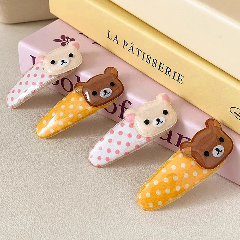 1/2pcs Kawaii Rilakkuma Bangs Side Clip Cartoon Cute Wave Point BB Hair Clip Sweet Versatile Hairpin Hair  Birthday Gift