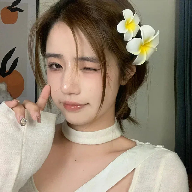1-10pcs Plumeria Flower Hair Clips For Women Hairpins Girls Side Bangs Clips Flower Barrette Hawaiian Party Bag Hat Accessories