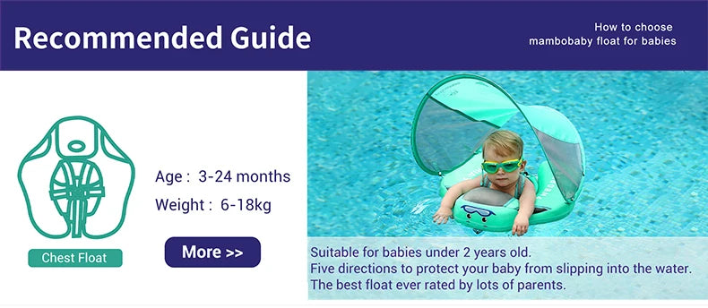 Mambobaby VIP Dropshipping Non-Inflatable Baby  Floats with Canopy  Underarm Swimming  Floater Spa Buoy Trainer Suppliers