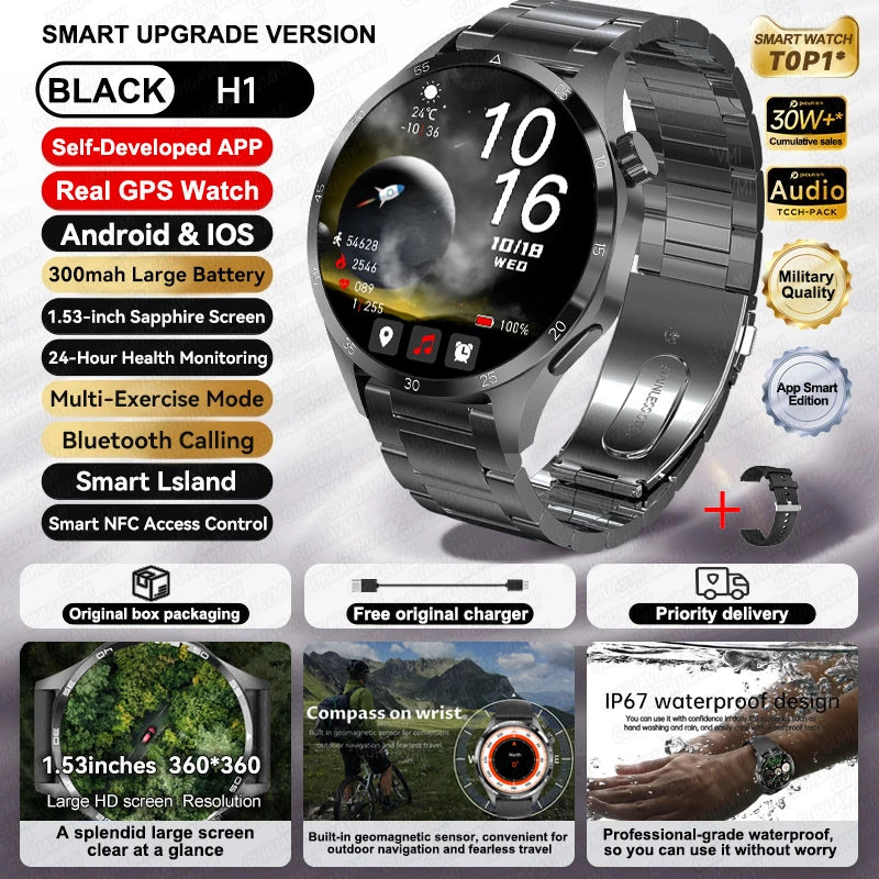 For HUAWEI IOS Outdoor Sport GPS Smart Watch Men 1.53-inch HD AMOLED Screen IP68 Waterproof Bluetooth Call NFC Smartwatch 2025