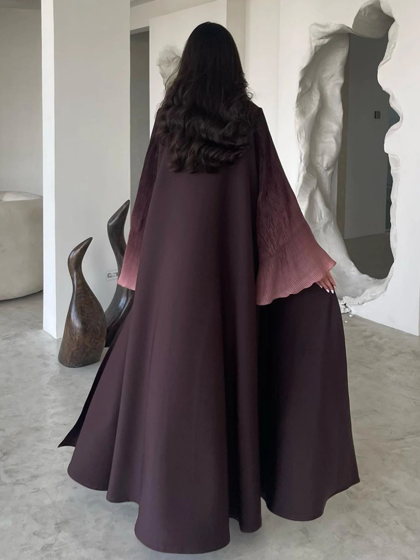 Muslim Flare Sleeve Casual Arabian Abayas Middle-East Elegant Open Front Abaya Turkey Kaftans Women Jilbabs Islamic Maxi Dresses