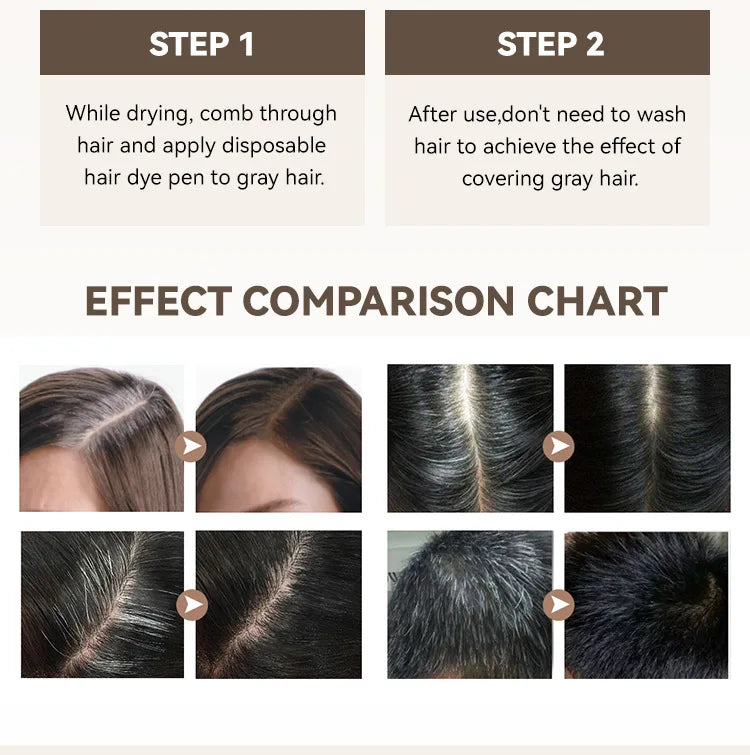 Black and Brown One-off Temporary Hair Coloring Covered White Hairs Hairline Disposable Lipstick Hair Dye Stick Smear Type Dye