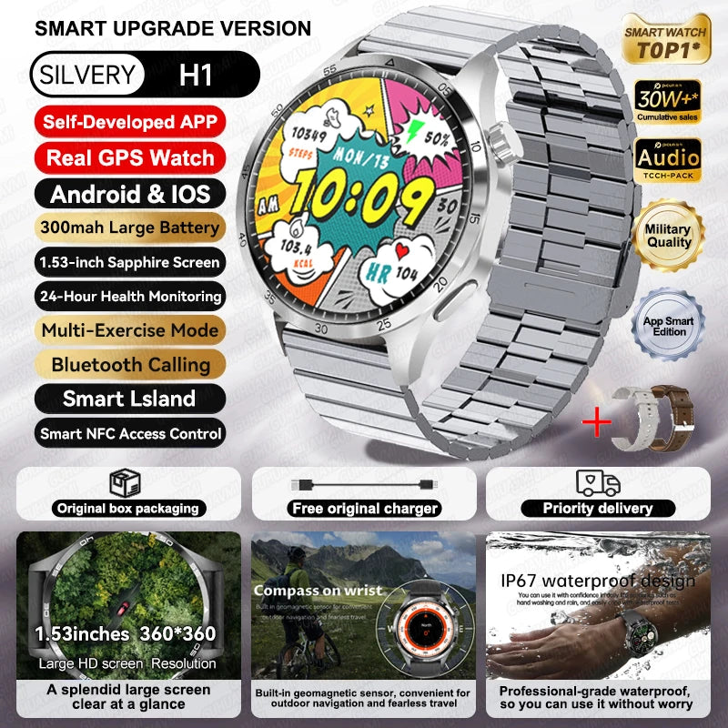 For HUAWEI IOS Outdoor Sport GPS Smart Watch Men 1.53-inch HD AMOLED Screen IP68 Waterproof Bluetooth Call NFC Smartwatch 2025