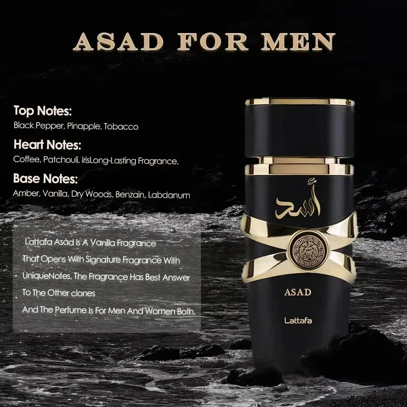 100ml Original Arab Perfumes Women Eau De Parfum Spray Lasting Fragrance Pheromone Light Fragrance Asad Perfume Hombre Gift New