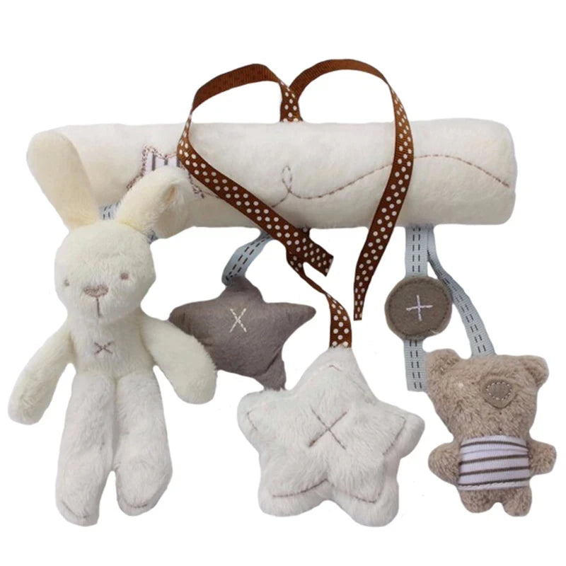 2024 New Hanging Bed Rabbit Baby Hand Bell Safety Seat Plush Toy Multifunctional Plush Toy Stroller Mobile Gifts