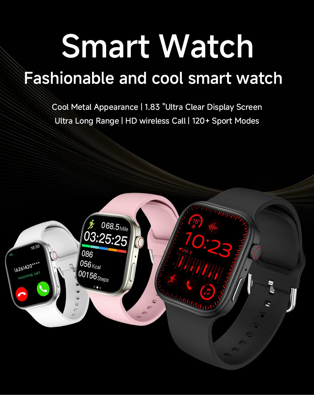 NEW Global Smartwatch For Apple Watch 1.83 Screen Multi Sport Mode Wireless Bluetooth Call Heart Rate Monitor For Men Women