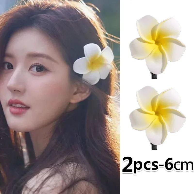 1-10pcs Plumeria Flower Hair Clips For Women Hairpins Girls Side Bangs Clips Flower Barrette Hawaiian Party Bag Hat Accessories