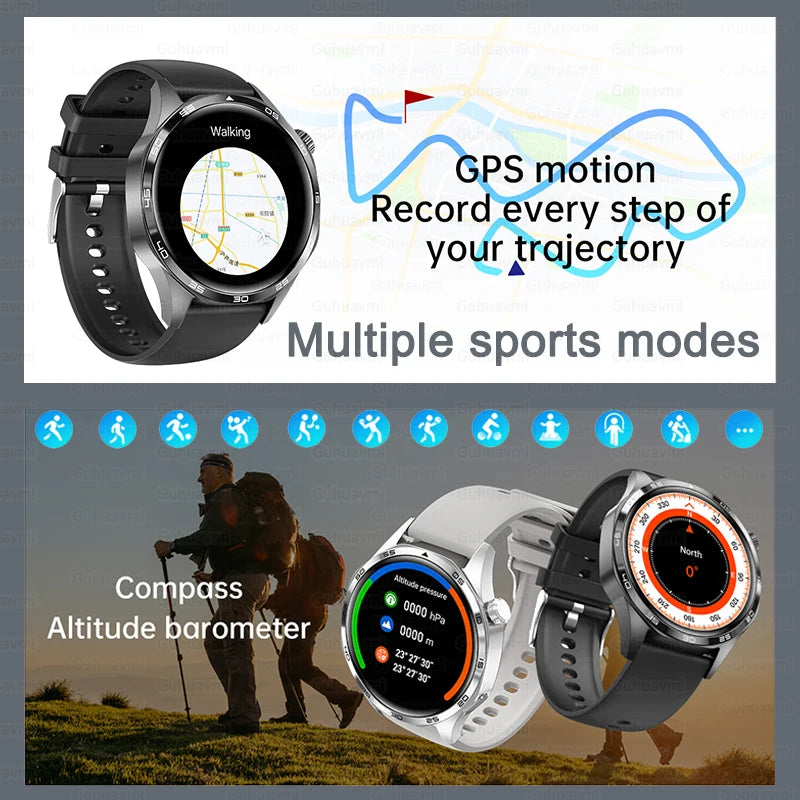 For HUAWEI IOS Outdoor Sport GPS Smart Watch Men 1.53-inch HD AMOLED Screen IP68 Waterproof Bluetooth Call NFC Smartwatch 2025
