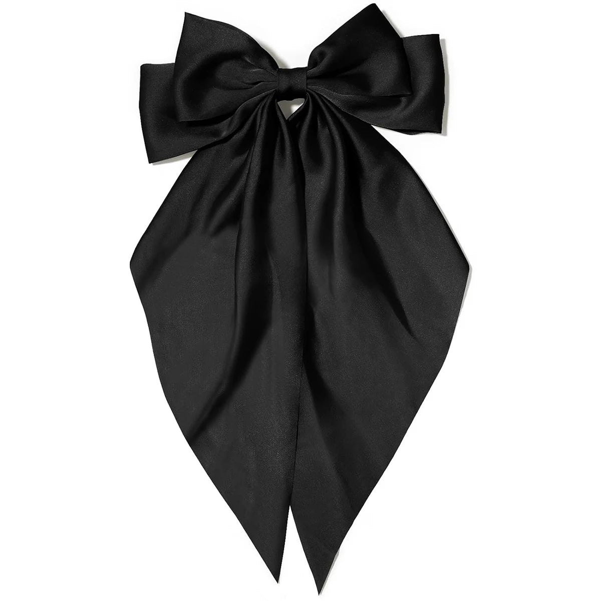 Women's pink bow hair clip, large white satin bow, long tail alligator clip, big hair bow girl suitable for birthday wedding dan