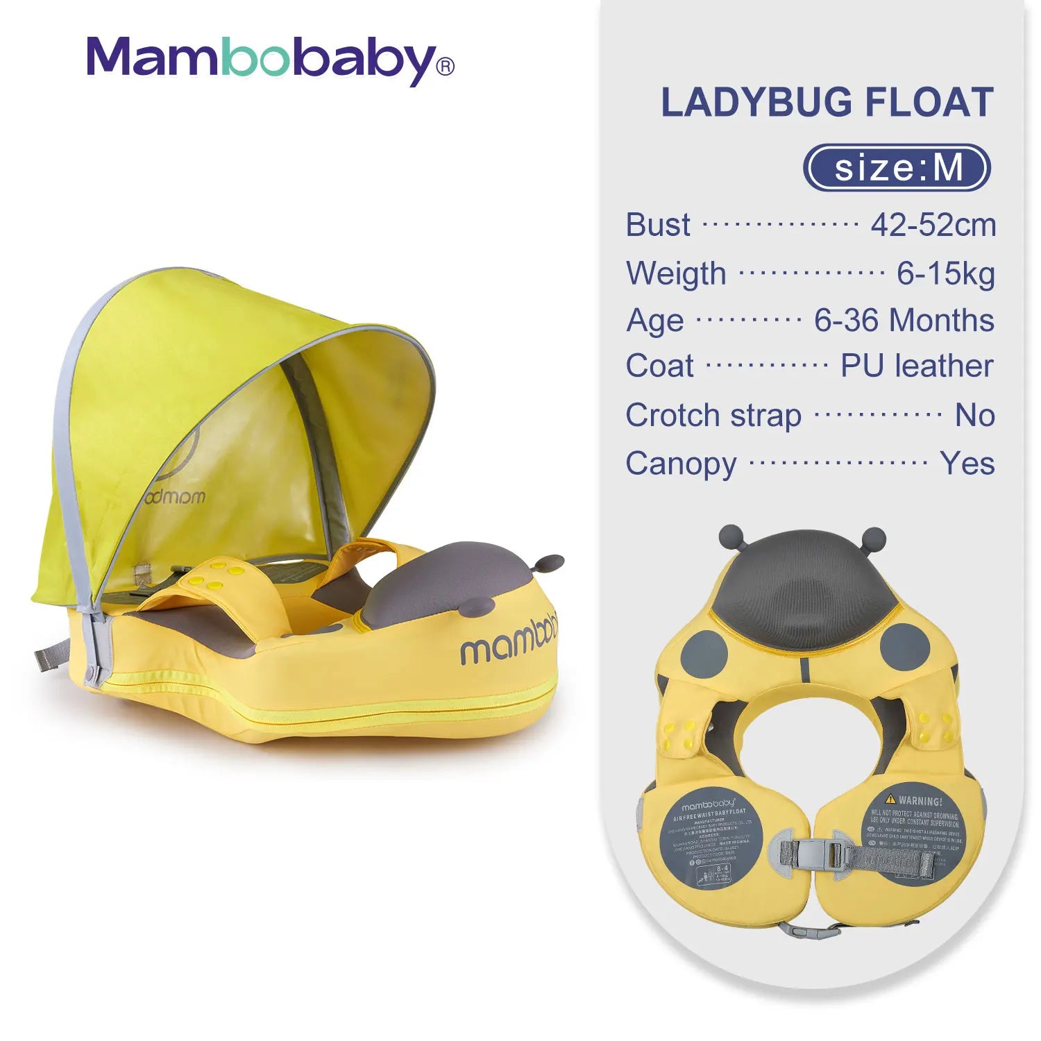 Mambobaby VIP Dropshipping Non-Inflatable Baby  Floats with Canopy  Underarm Swimming  Floater Spa Buoy Trainer Suppliers