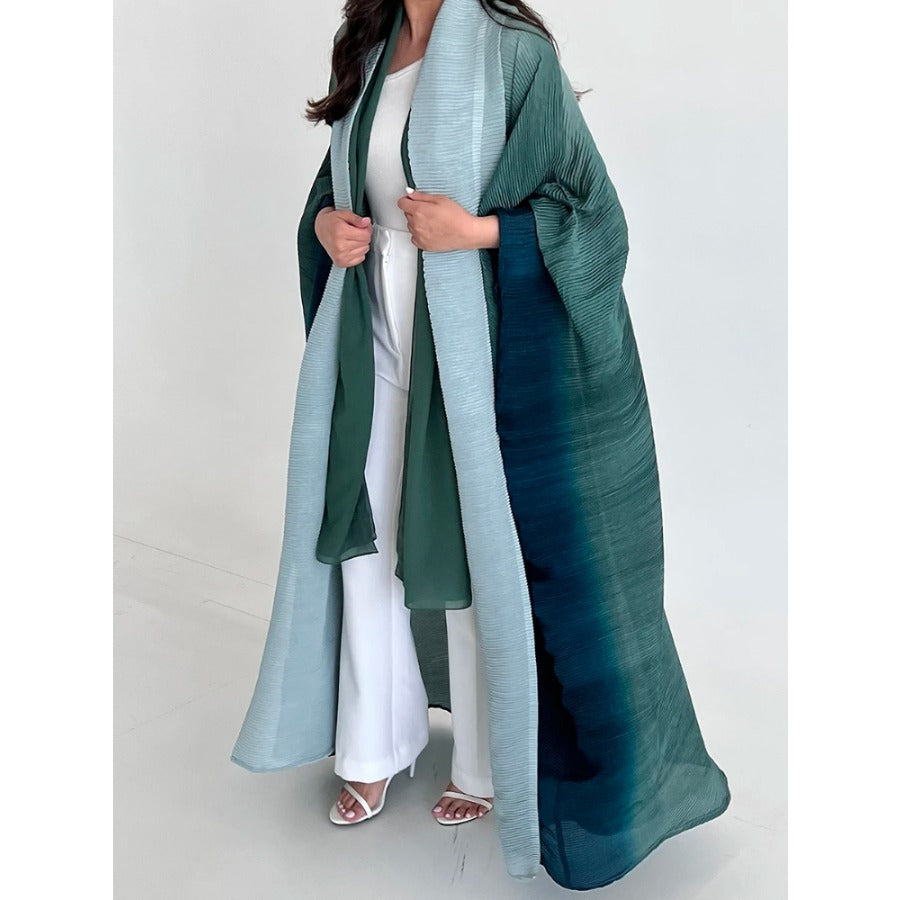 Muslim Abaya for Women Bat Sleeve Pleated Gradient Cardigan Trench Coat 2023 Autumn Dubai Abayas Plus Size Women's Luxury Coat