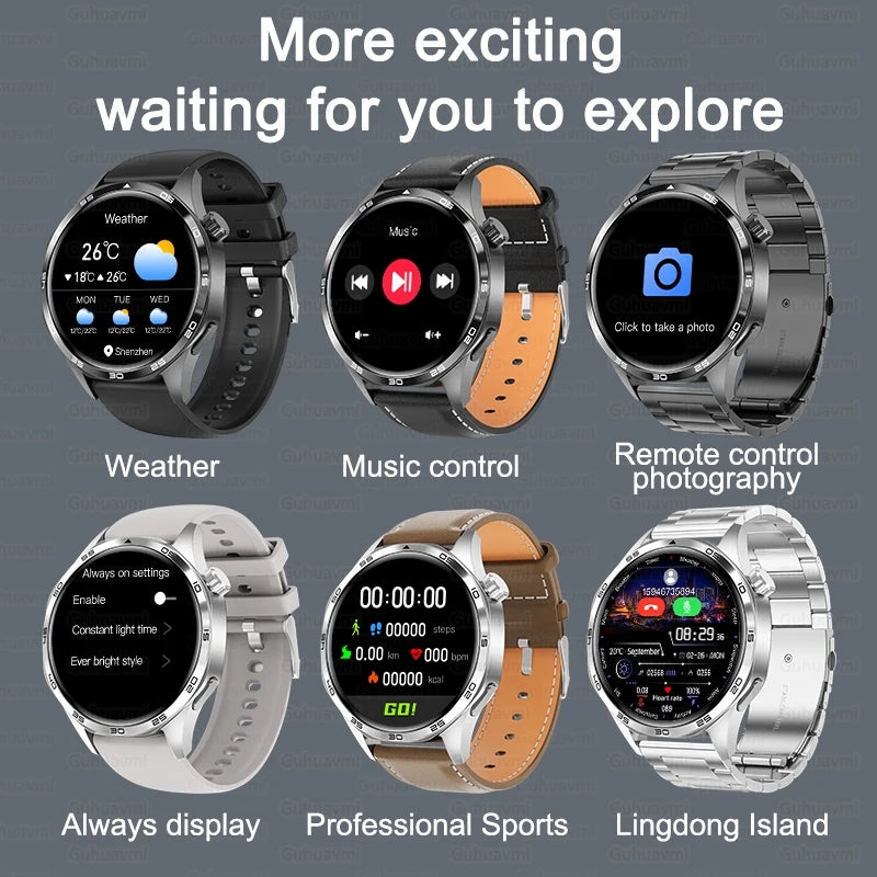 For HUAWEI IOS Outdoor Sport GPS Smart Watch Men 1.53-inch HD AMOLED Screen IP68 Waterproof Bluetooth Call NFC Smartwatch 2025