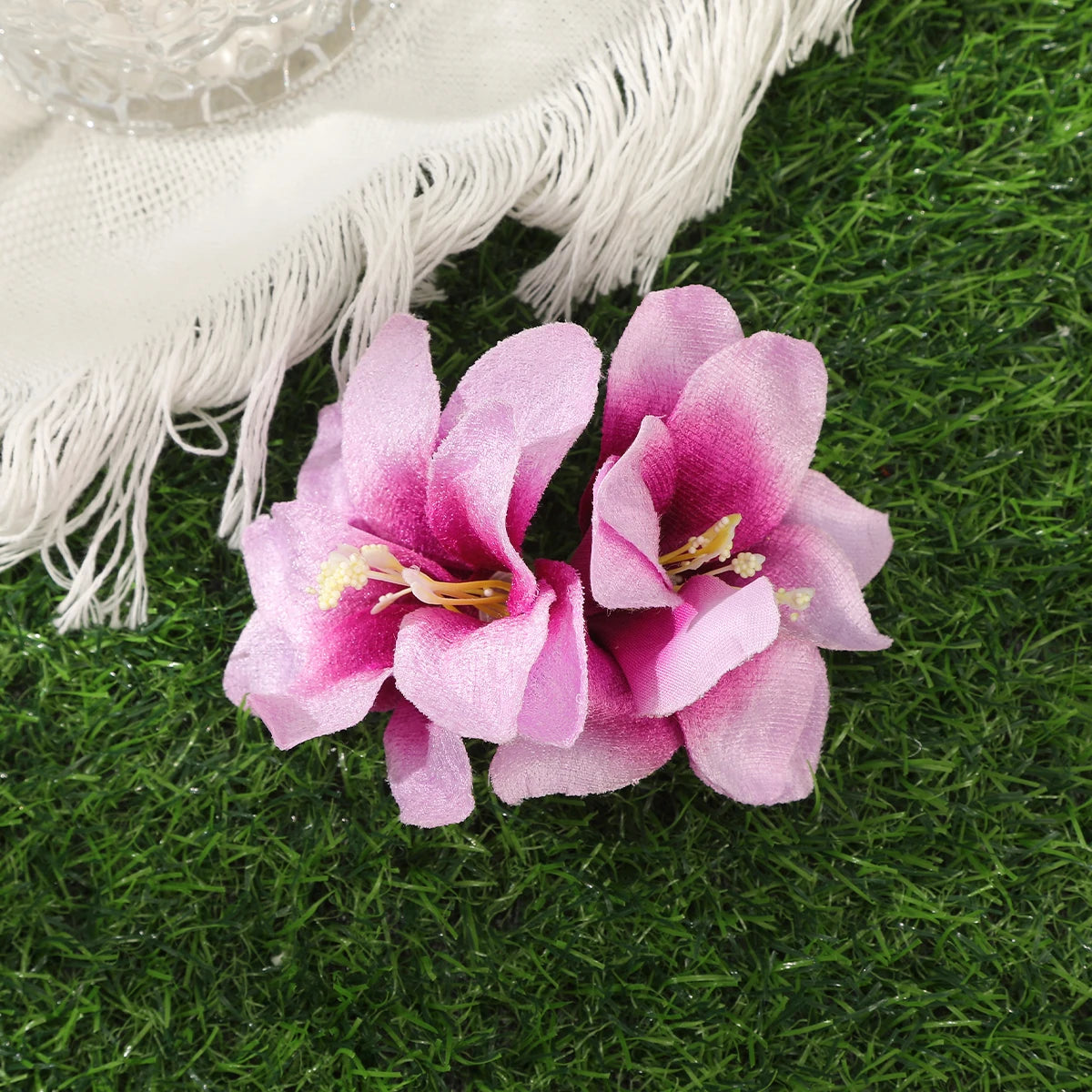 Orchid Flowers Hair Clips Bohemian Small Hairpin Bridal Barrette Beach Wedding Flower Women Holiday Hair Clip Hair Accessories