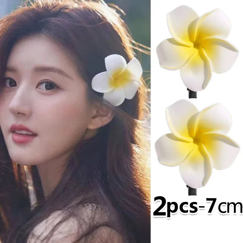1-10pcs Plumeria Flower Hair Clips For Women Hairpins Girls Side Bangs Clips Flower Barrette Hawaiian Party Bag Hat Accessories