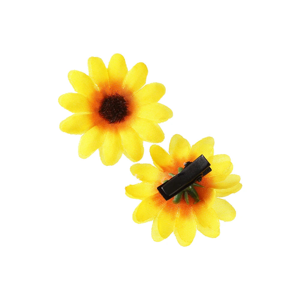 AWAYTR 6Pcs Sunflower Hair Clips Side Bangs Clip Cute Daisy Small Flower Hairpins Duckbill Hairpin Women Hair Accessories