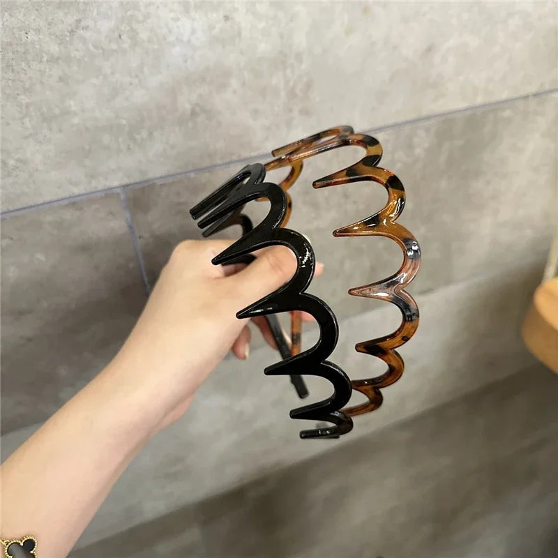 Fashion Wave Headbands for Women Solid Color Toothed Non-slip Hair Bands Girl Face Wash Sports Hairbands Hair Accessories