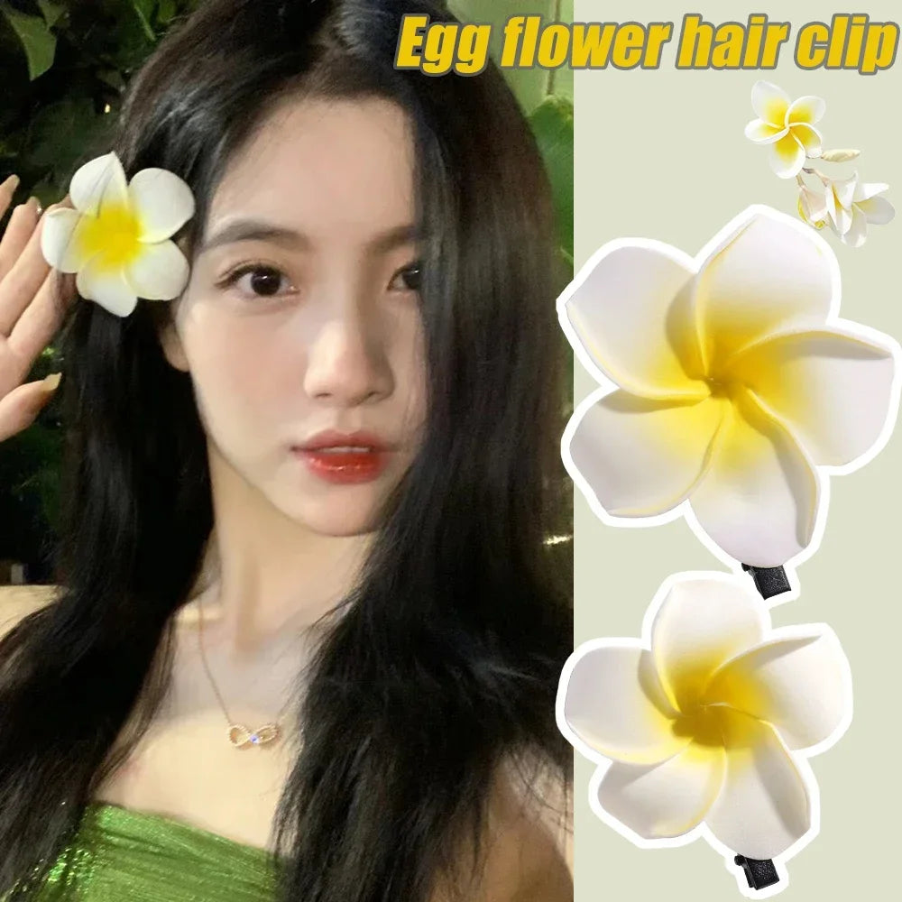 1-10pcs Plumeria Flower Hair Clips For Women Hairpins Girls Side Bangs Clips Flower Barrette Hawaiian Party Bag Hat Accessories
