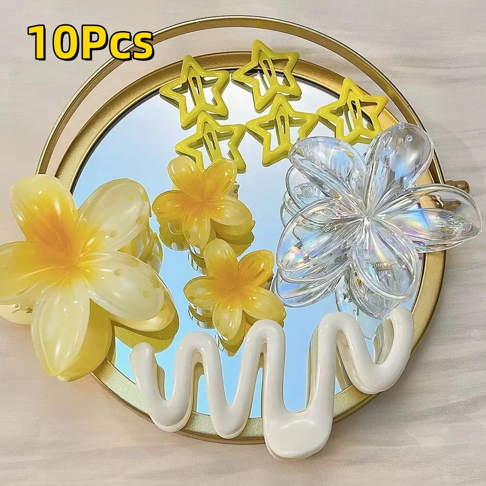 18Pcs Egg Flower Hair Clips Gradient Candy Color Flowers Suitable for Daily Use Backcombed Ponytail Shark Clip Hair Accessories