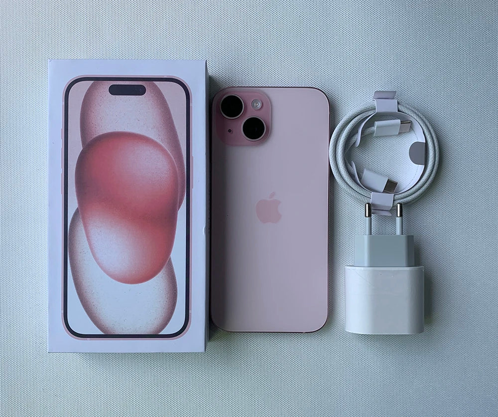 Original Used Apple iPhone 15 5G Mobile Phone Face ID 128GB/256/512GB Dual e-SIM NFC 48MP+12MP IOS A16 Hexa-Core SmartPhone