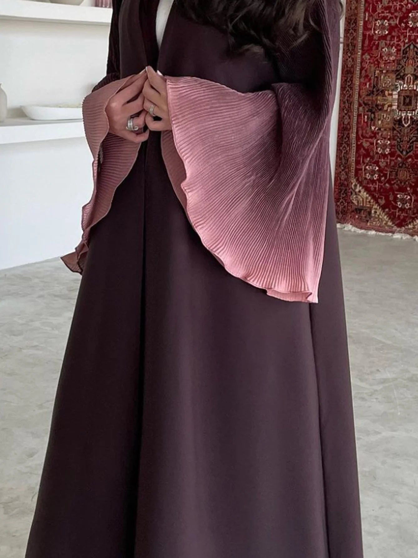 Muslim Flare Sleeve Casual Arabian Abayas Middle-East Elegant Open Front Abaya Turkey Kaftans Women Jilbabs Islamic Maxi Dresses