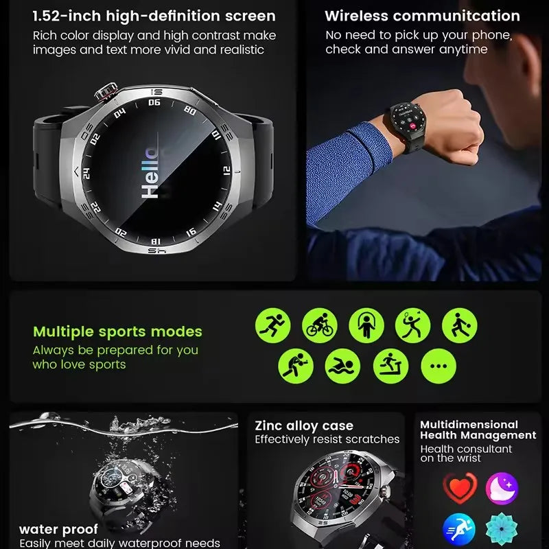 2025New For Huawei GT5 Pro Smart Watch Men HD AMOLED Screen GPS Motion trajectory HeartRate Bluetooth Call 1.52" SmartWatch IP68