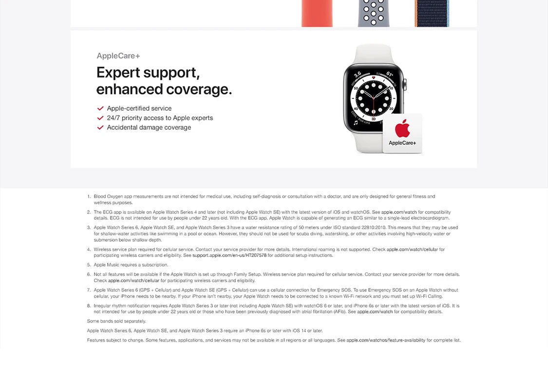 Apple Watch Series 6 GPS 40mm / 44mm Apple Watch S6 Aluminum Case with Sport Band iOS SmartWatch (Renewed)