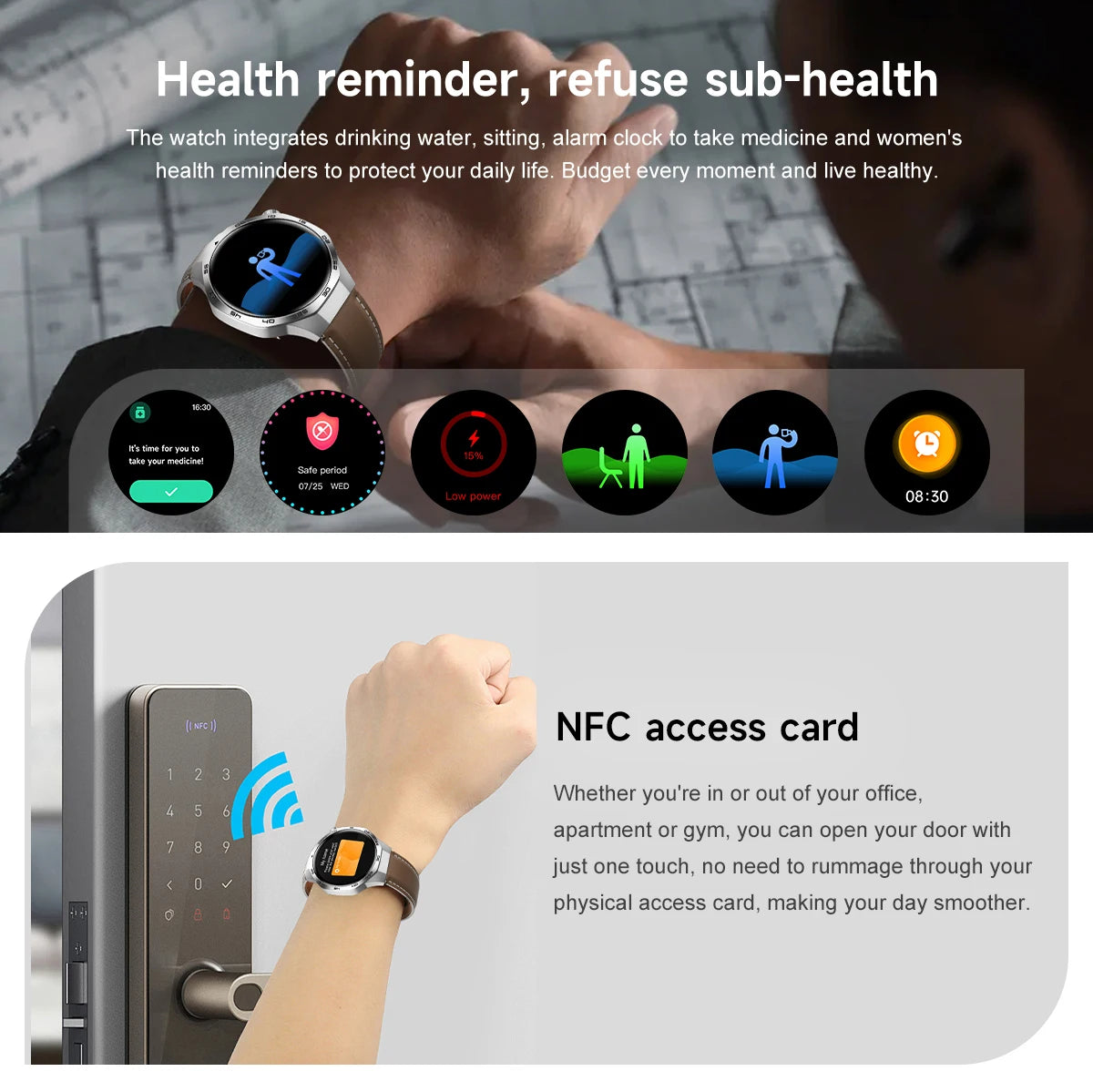 2025 For HUAWEI GT5 Pro GPS Track Smart Watch Men 360*360 AMOLED Screen NFC BT Call Waterproof Health Monitor Man Smartwatches