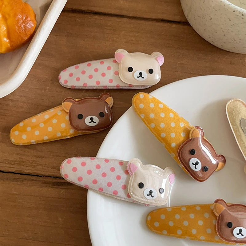 1/2pcs Kawaii Rilakkuma Bangs Side Clip Cartoon Cute Wave Point BB Hair Clip Sweet Versatile Hairpin Hair  Birthday Gift