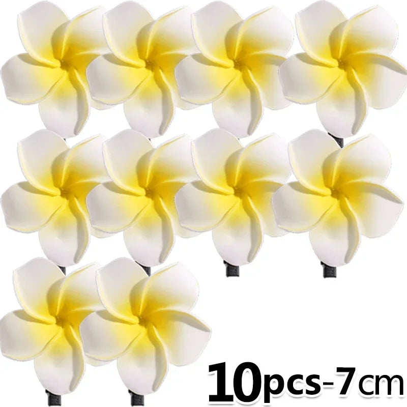 1-10pcs Plumeria Flower Hair Clips For Women Hairpins Girls Side Bangs Clips Flower Barrette Hawaiian Party Bag Hat Accessories