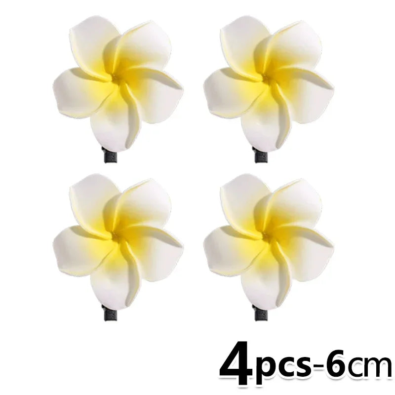 1-10pcs Plumeria Flower Hair Clips For Women Hairpins Girls Side Bangs Clips Flower Barrette Hawaiian Party Bag Hat Accessories
