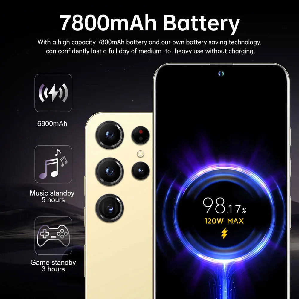 2025 Cellphones S25 Ultra Original 5G Smartphone 7.3HD Dual SIM Card Cell Phone 7800mAh Android 14 Global Version Mobile Phones