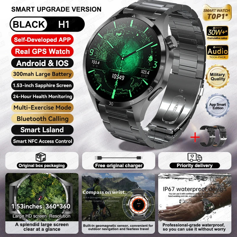 For HUAWEI IOS Outdoor Sport GPS Smart Watch Men 1.53-inch HD AMOLED Screen IP68 Waterproof Bluetooth Call NFC Smartwatch 2025