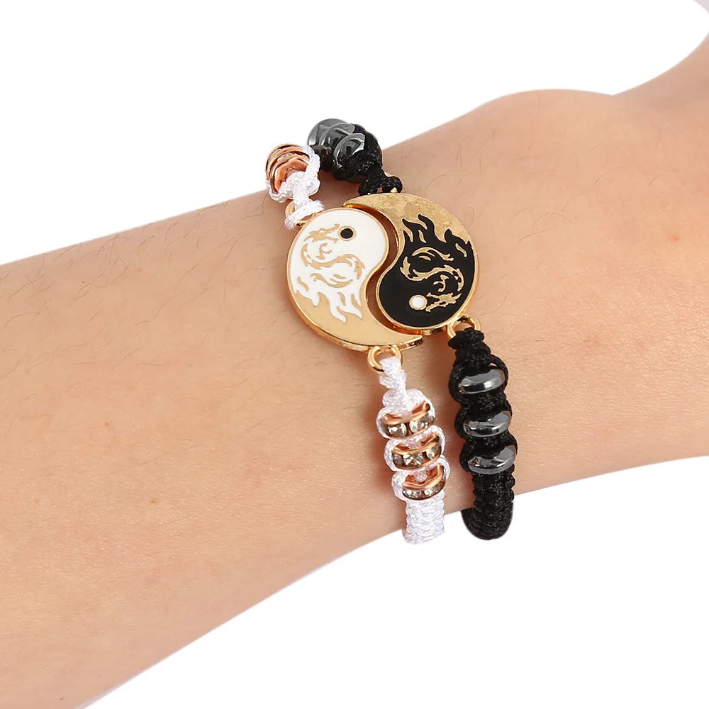 2025 Fashion Dragon Figure Yin Yang Bracelet Couple Adjustable Bracelets Boyfriend Girlfriend Valentine's Day Friendship Jewelry