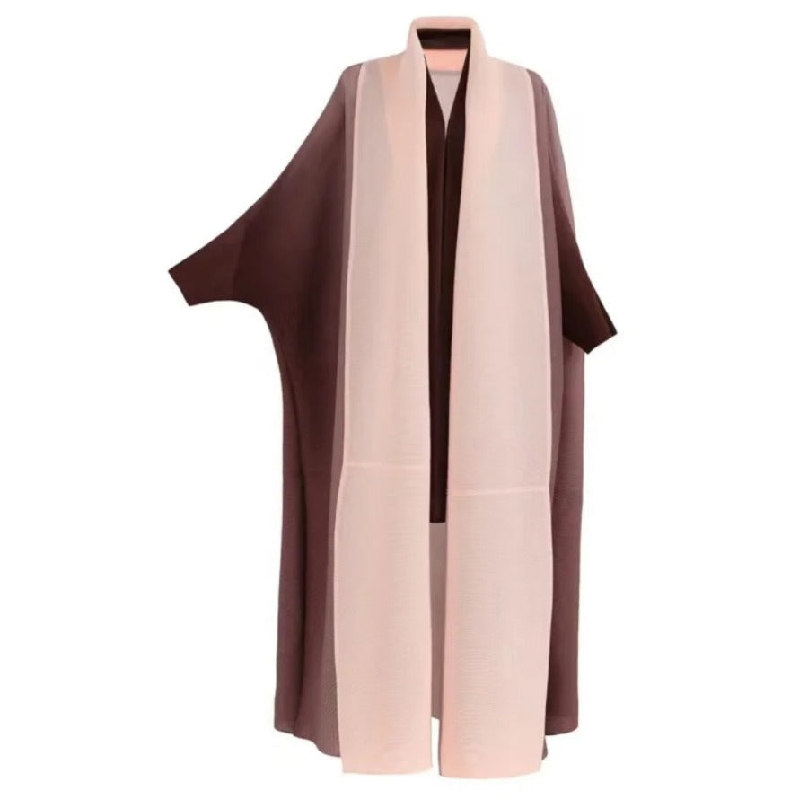 Muslim Abaya for Women Bat Sleeve Pleated Gradient Cardigan Trench Coat 2023 Autumn Dubai Abayas Plus Size Women's Luxury Coat
