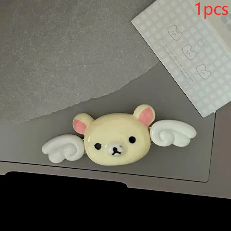 1/2pcs Kawaii Rilakkuma Bangs Side Clip Cartoon Cute Wave Point BB Hair Clip Sweet Versatile Hairpin Hair  Birthday Gift