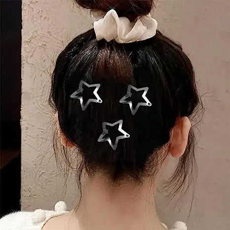 2/50Pcs Y2K Silver Star Hair Clips for Girls Filigree Star Metal Snap Clip Hairpins Barrettes Hair Jewelry Nickle Free Bobby Pin