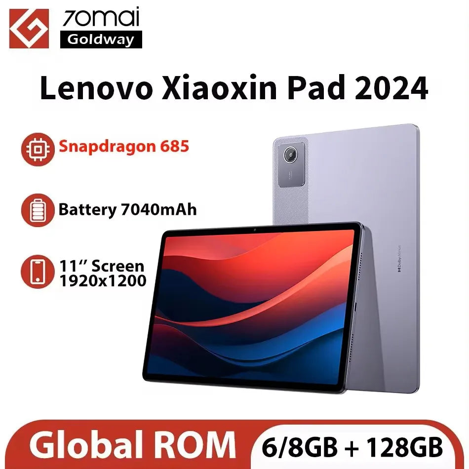 Global Firmware Lenovo Tab Xiaoxin Pad 2024 11'' 6GB / 8GB RAM 128GB ROM Snapdragon 685 7040mAh Battery Wifi Google Play Tablet